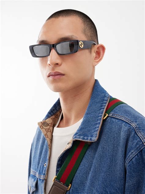 men's square acetate logo sunglasses|Gucci Sunglasses for Men .